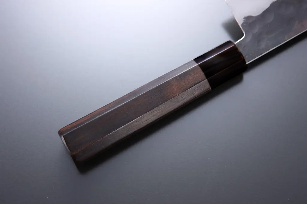 Octagonal ebony handle with buffalo horn ferrule for Sujibiki knife [Denka]