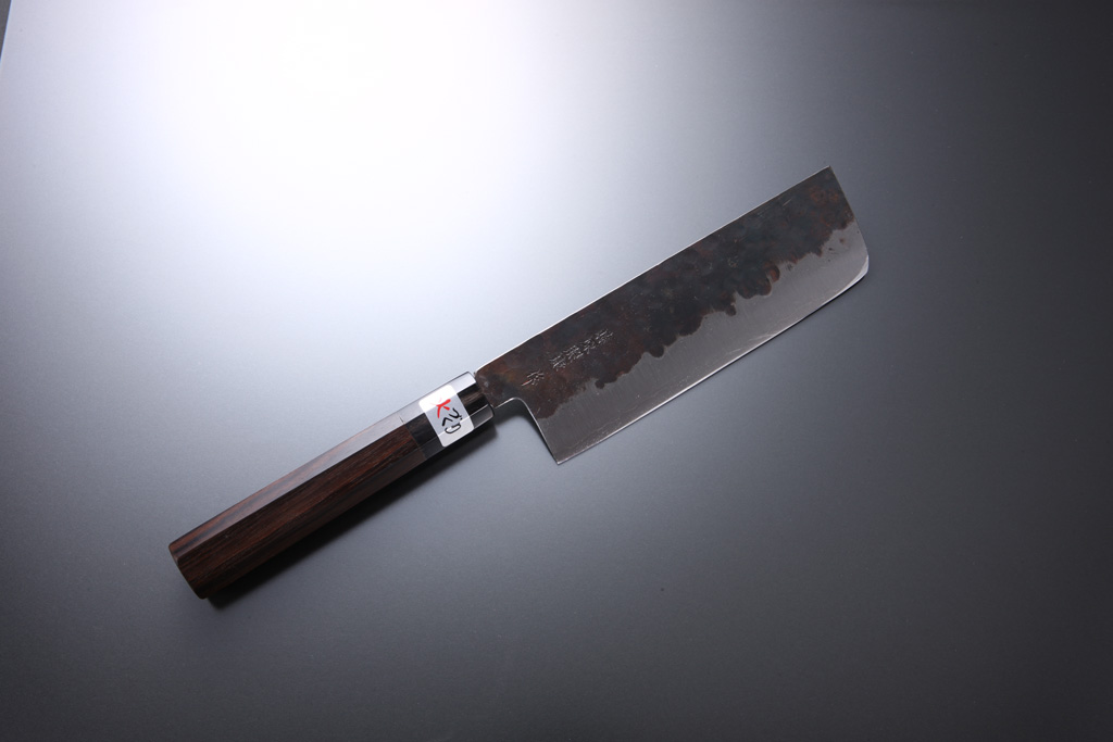 Nakiri knife [Denka] + Octagonal ebony handle with buffalo horn ferrule